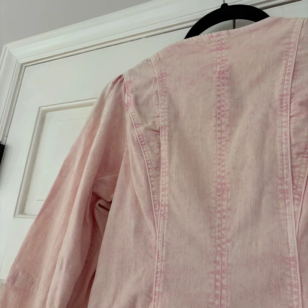 Ulla Johnson Wilona Dress Rose Pink Denim Zip Up Mini Size 8 Acid Washed Utility - Image 14