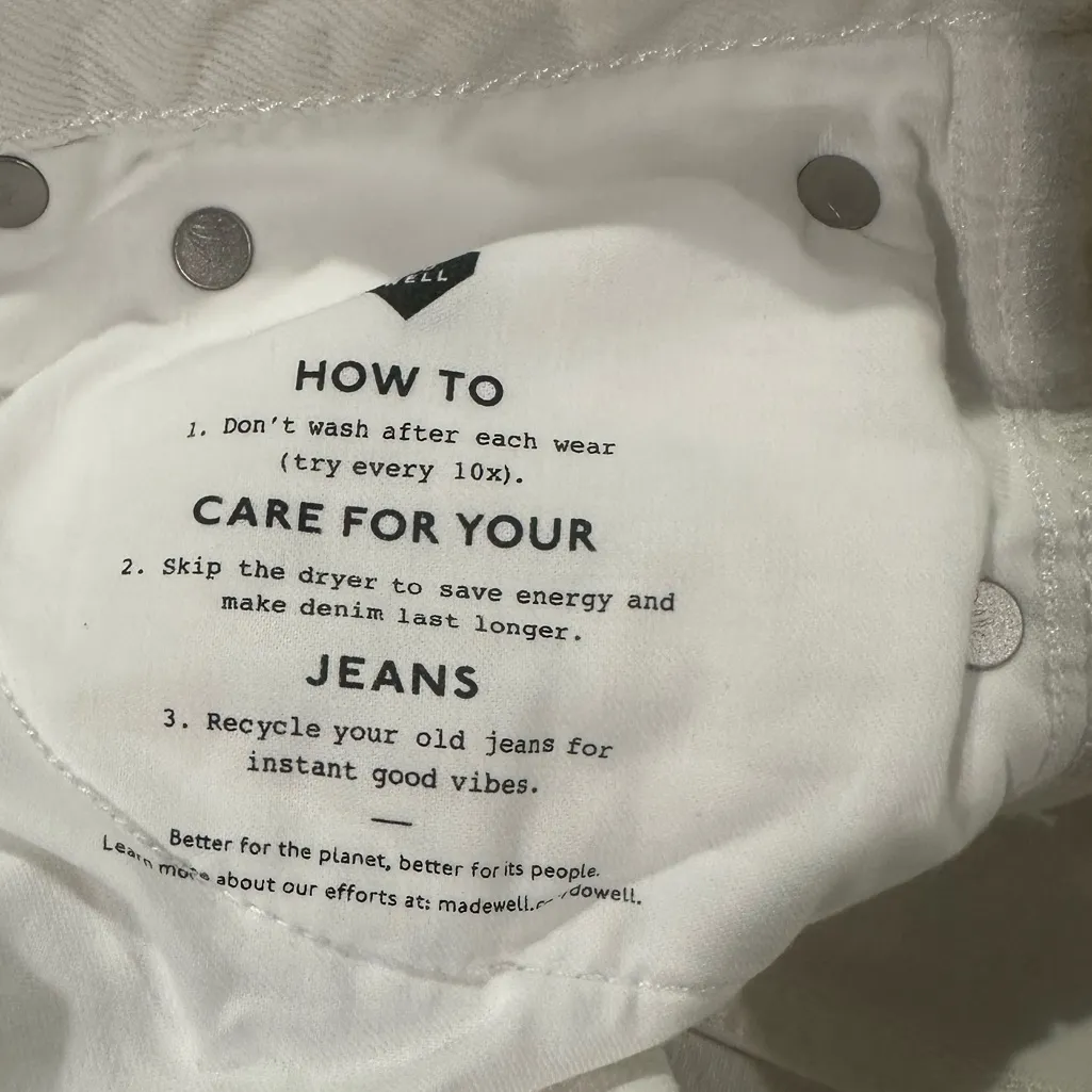 Madewell relaxed Women's White Denim Shorts Sz 14 cut off ragged hem beach - Image 7