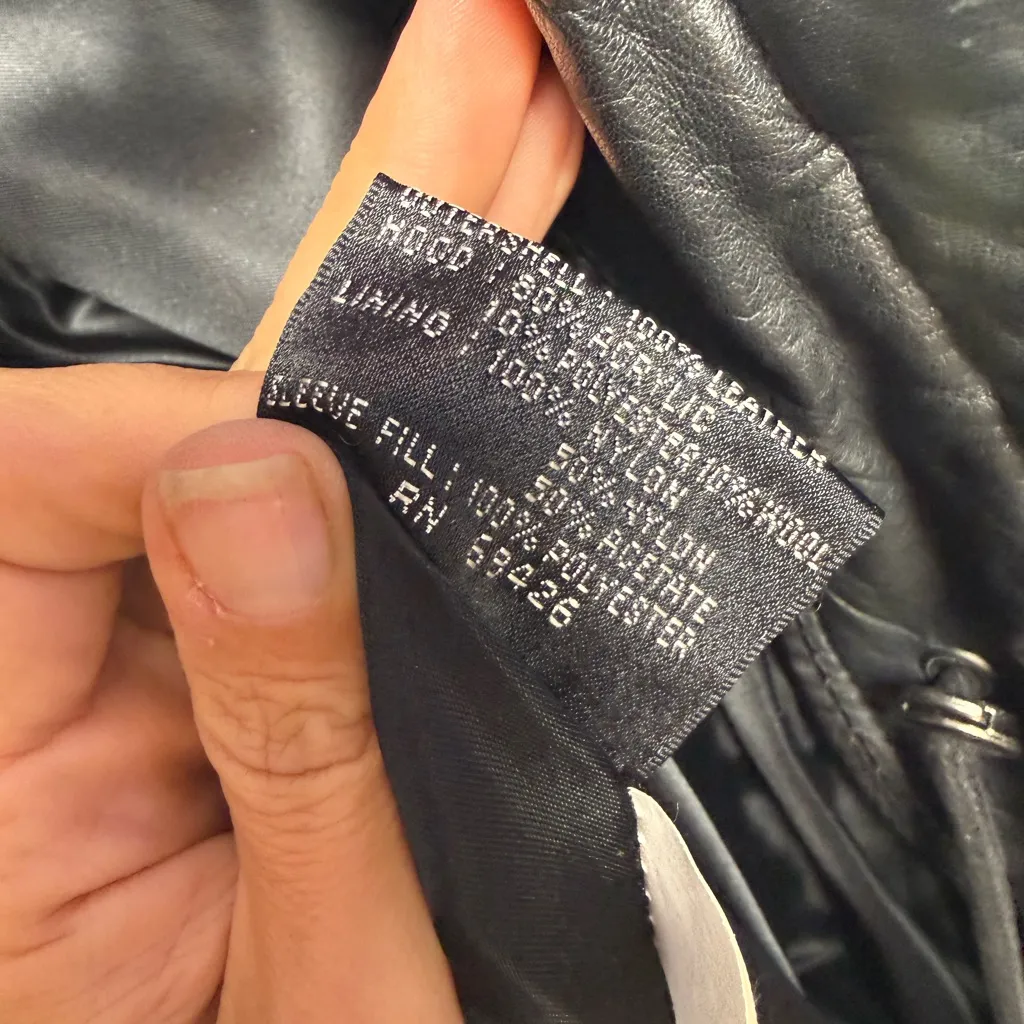 Vintage Wilson Leather Full Zip Drawstring Waist Jacket in Black Size Large - Image 9