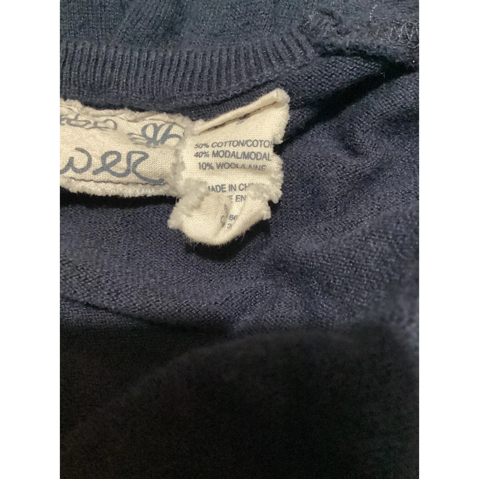 Field Flower Navy Blue Zip Front Cardigan Sweater Women's Sz S Cotton Wool Blend Black - Image 8