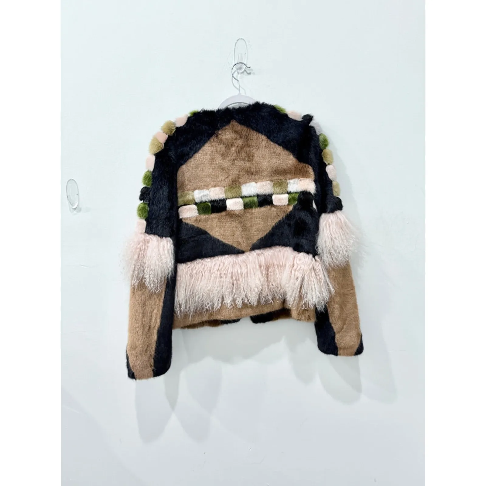 Alexis Patchwork Kotto Lined Plush Faux Fur Jacket Multicolor Women's Size Large - Image 4