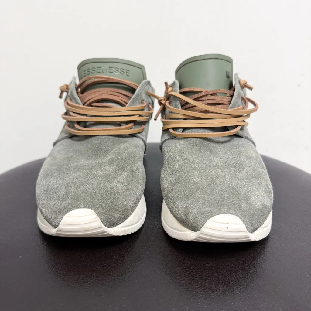 Esse Ut Esse Green Suede Fringe Metallic Snakeskin Pattern Sneakers 38 7.5 - Image 5