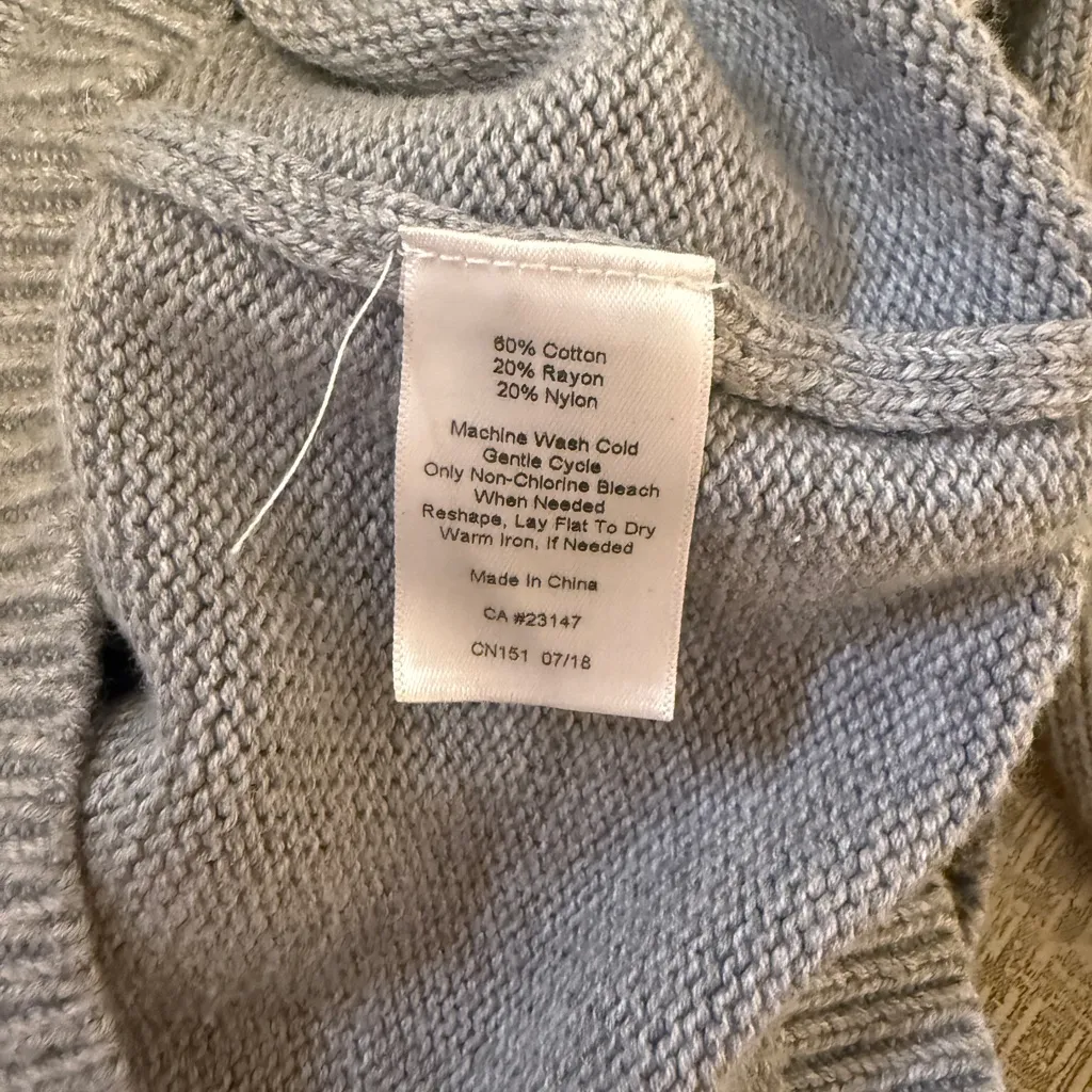 Womens Talbots Fair Isle Yoke Sweater Small Cotton Rayon Nylon Gray & Blue - Image 4