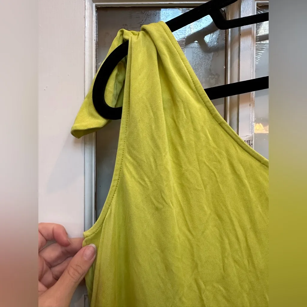 Diane Von Furstenberg Lime Yellow Green Silk One Shoulder Bow Dress Size 4 S - Image 4