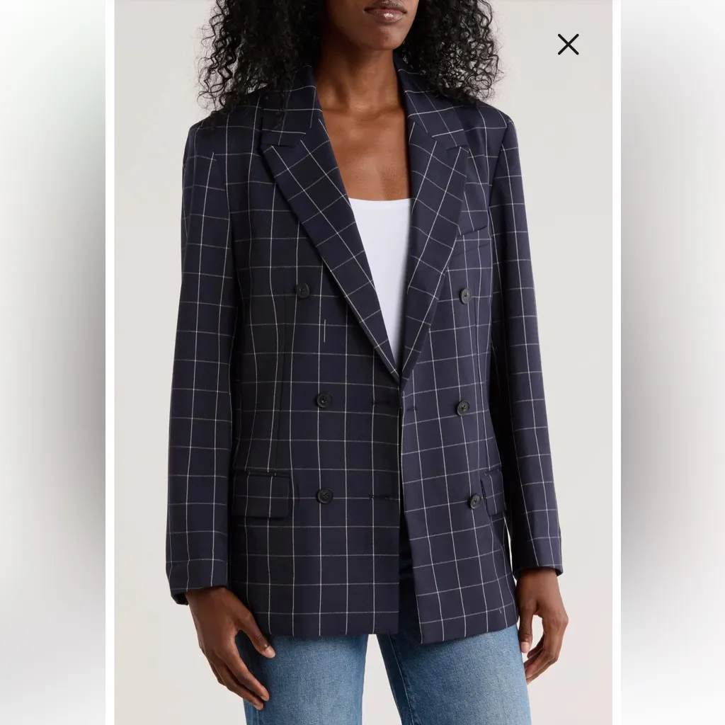 French Connection Windowpane Double Breasted Blazer  
Size Small - Image 2