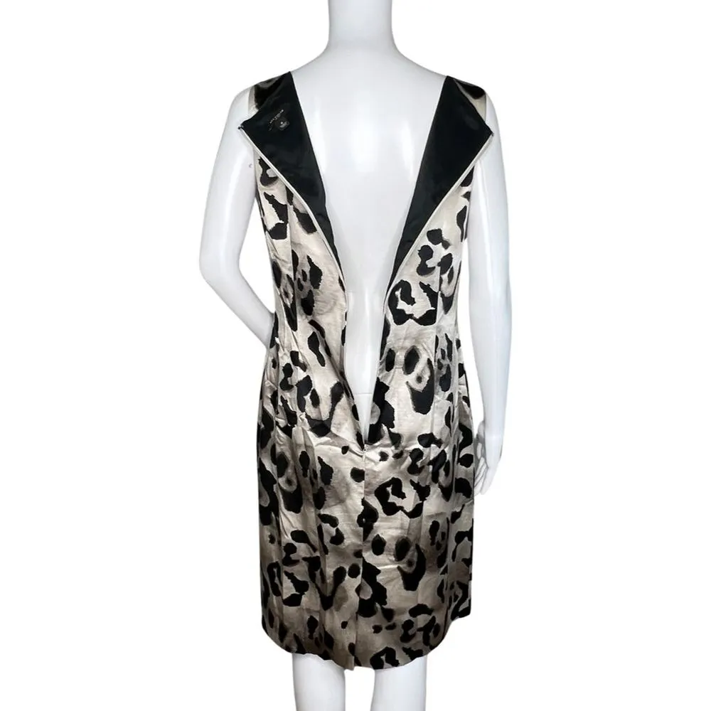 Ann Taylor Dress Women 6 Silver Black Large Leopard Print Sheath Party Cocktails - Image 5