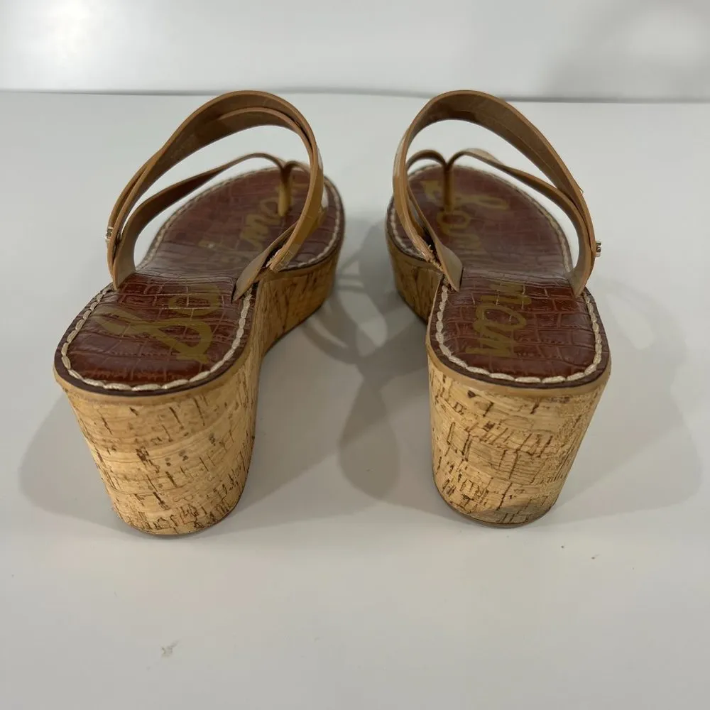 Sam Edelman Size 8.5 Cork Wedge Thong Sandals - Image 3