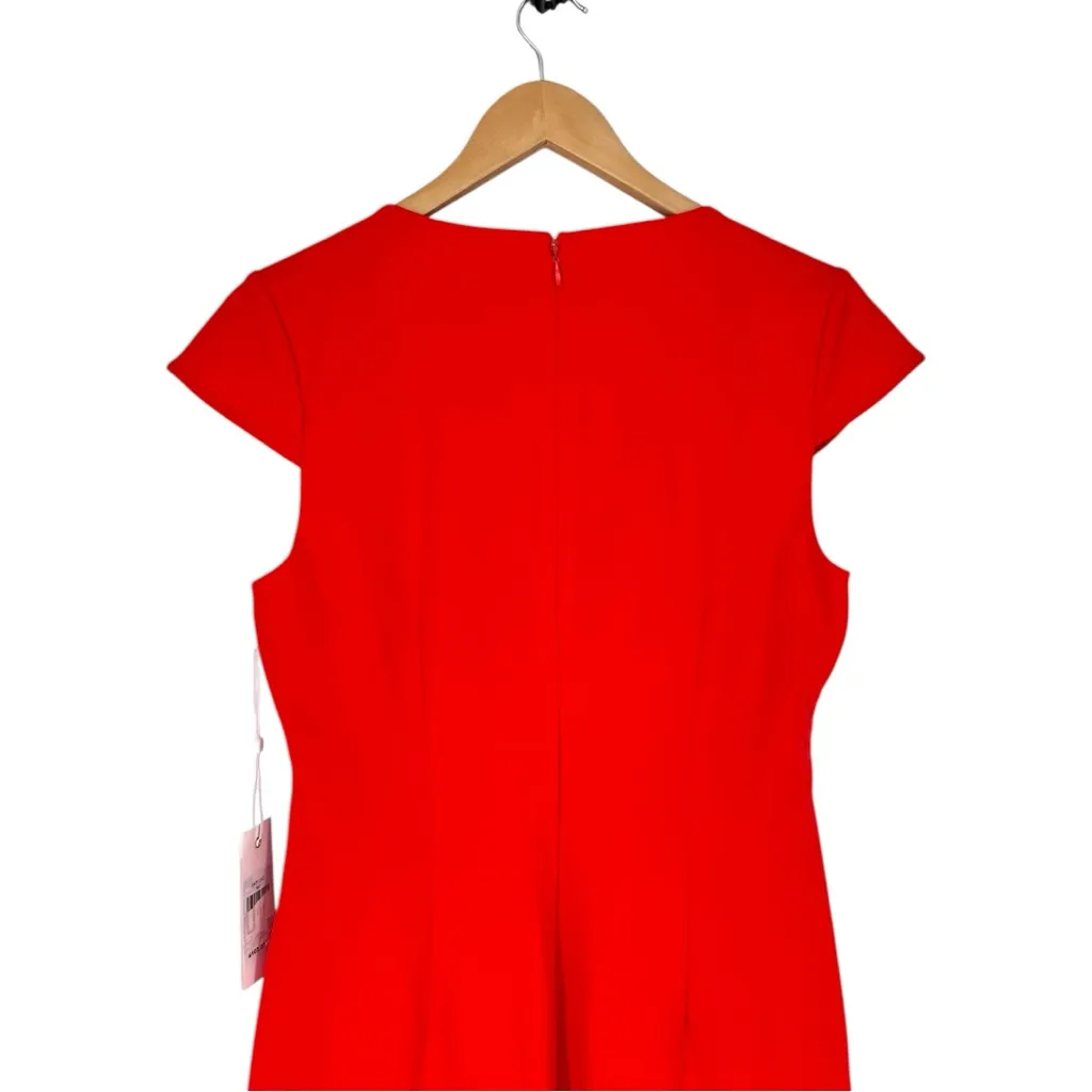 Siena Keyhole Bodycon Dress size 10 Cap Sleeves Twist Crepe Scuba NWT Orange - Image 6