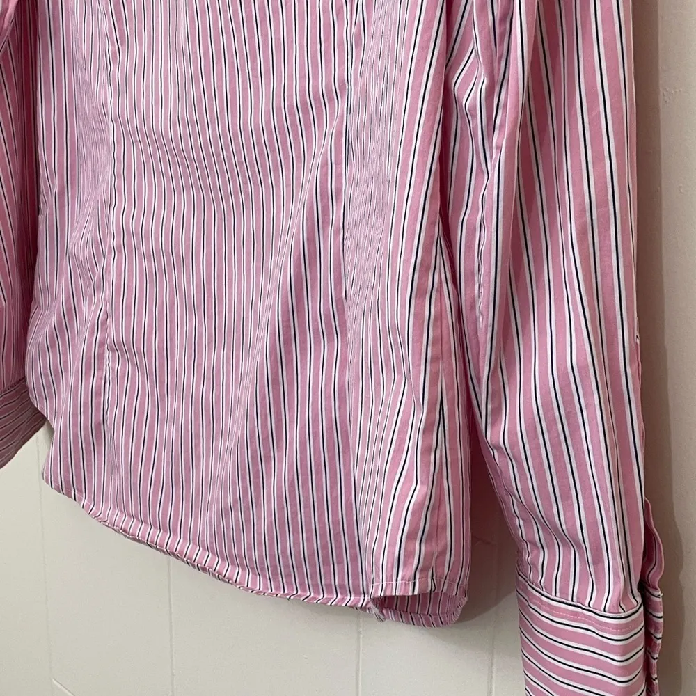 Lauren Ralph Lauren Pink Striped Collared Button Up Shirt ~ Stretch ~ Size L Size L - Image 7