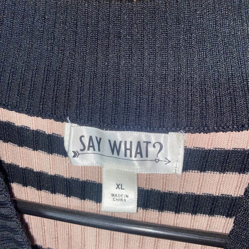 Say What? Say What? Tan Black Ribbed Knit Mini Sweater Dress Women's Size XL - Image 4