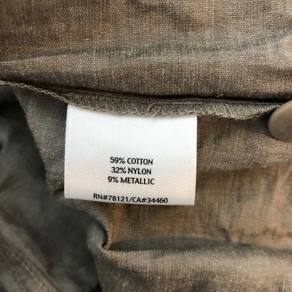 Eileen Fisher Womens Jacket Rumpled Cotton Steel Cinch Tie Waist Pockets Brown L - Image 4