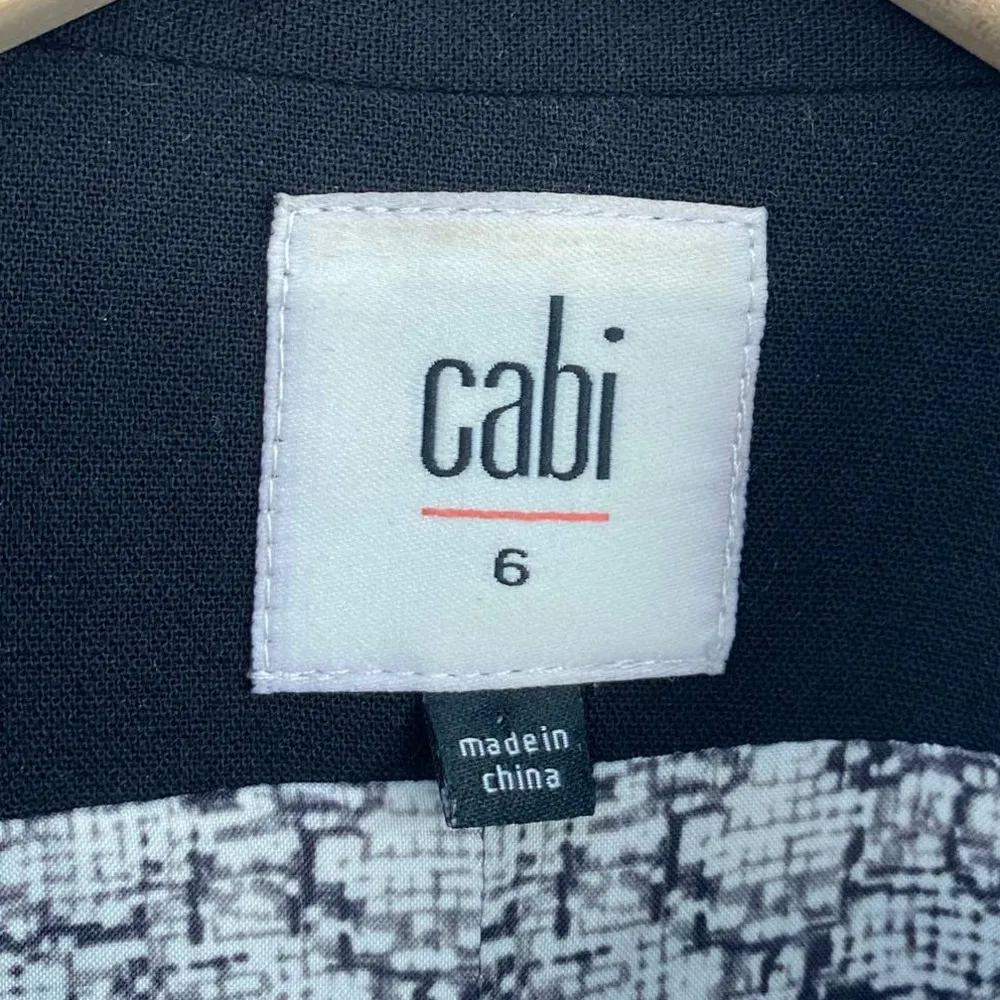 CAbi Abbott Jacket Blazer Puff Lantern Statement Sleeve Button Front Black  6 - Image 9