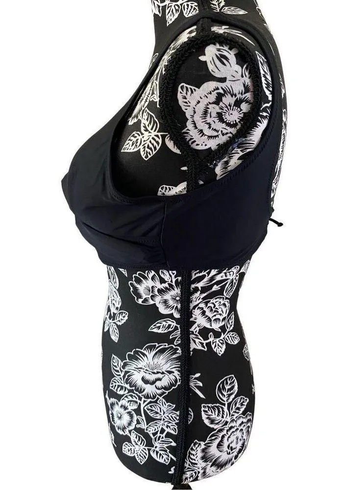 Crossover Corset Style Bikini Top Swimwear Beach Vacation Tie Back Black - Image 4