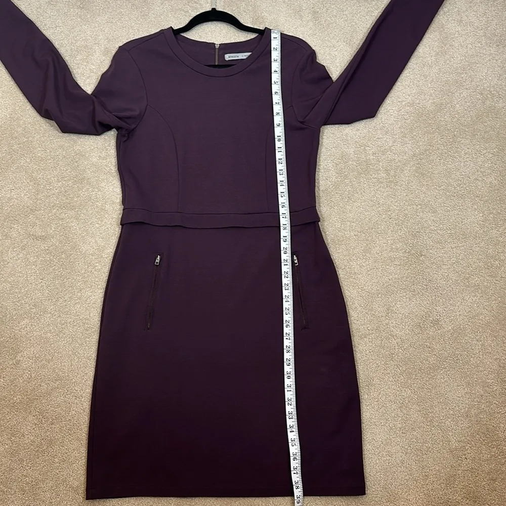 Athleta Purple Midi Longsleeve Crew Neck Ponte Zip Stretch Dress Women Medium - Image 4
