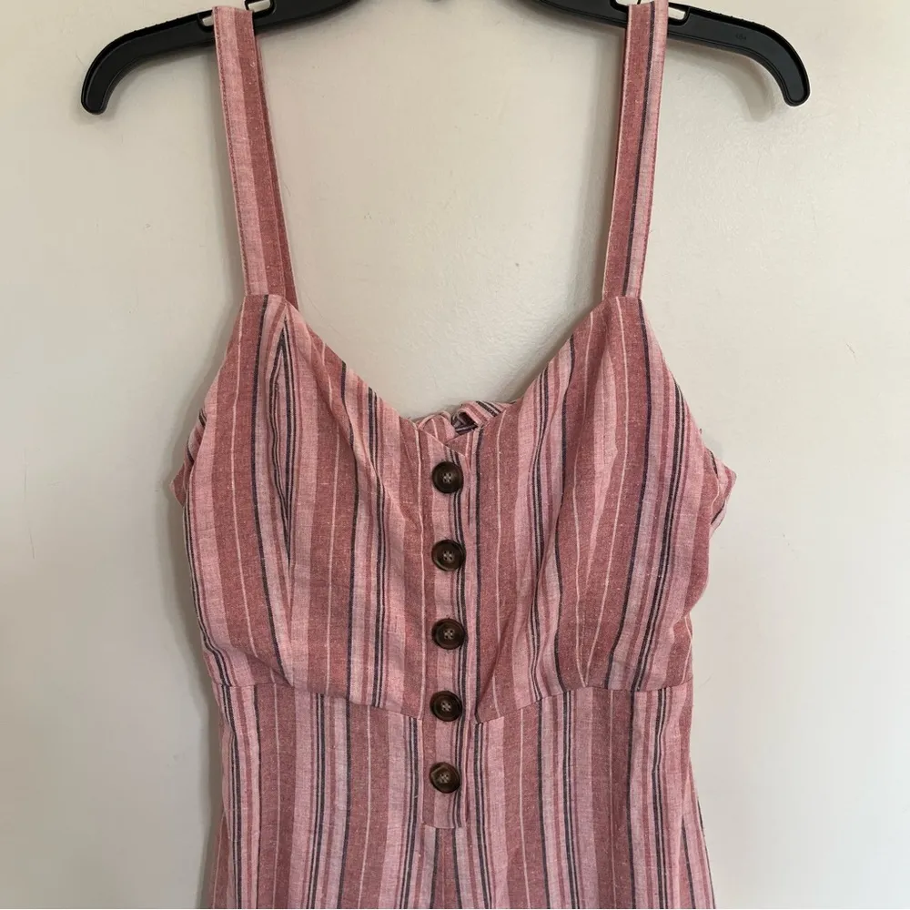 Women’s Hem & Thread Wide Leg Flowy Striped Jumpsuit Size Medium Open Back - Image 3