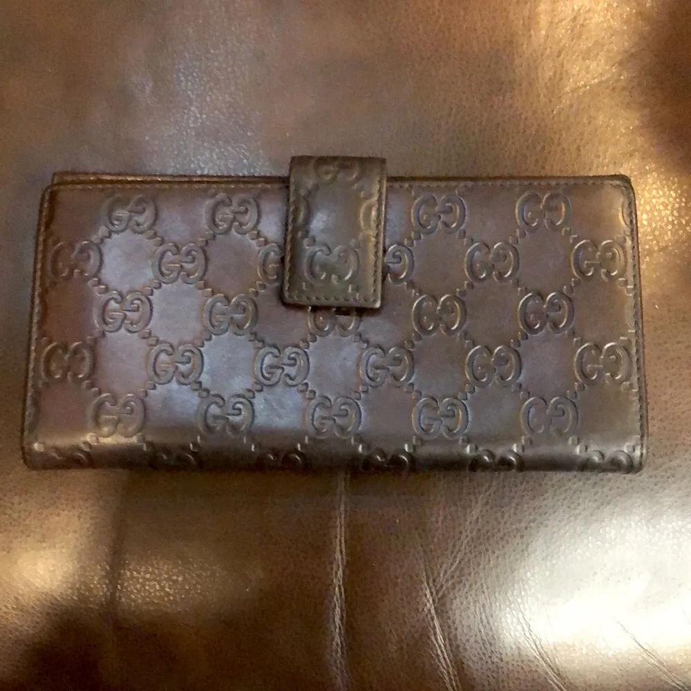GUCCI GG Guccissima Brown Lambskin Continental Bifold Wallet with Coin Section - Image 2