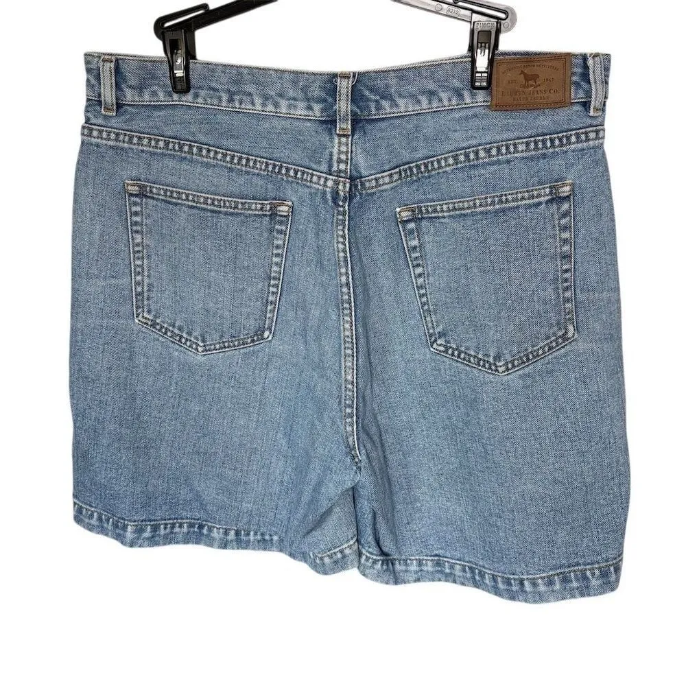 Vintage Lauren Jeans Co. Ralph Lauren Women's High Waisted Denim Shorts Size 14 - Image 2