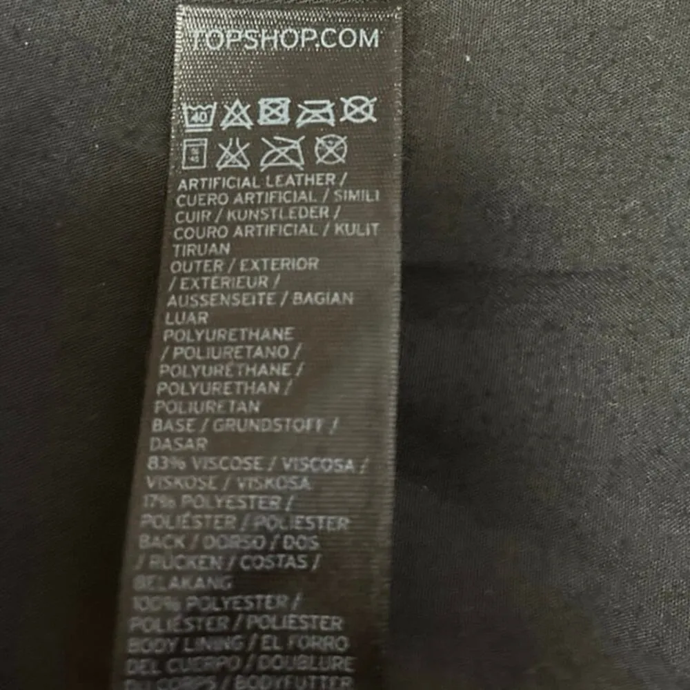 Topshop Womens Black Faux Vegan Leather Zip Up Collar Moto Coat Jacket Size 2 - Image 5