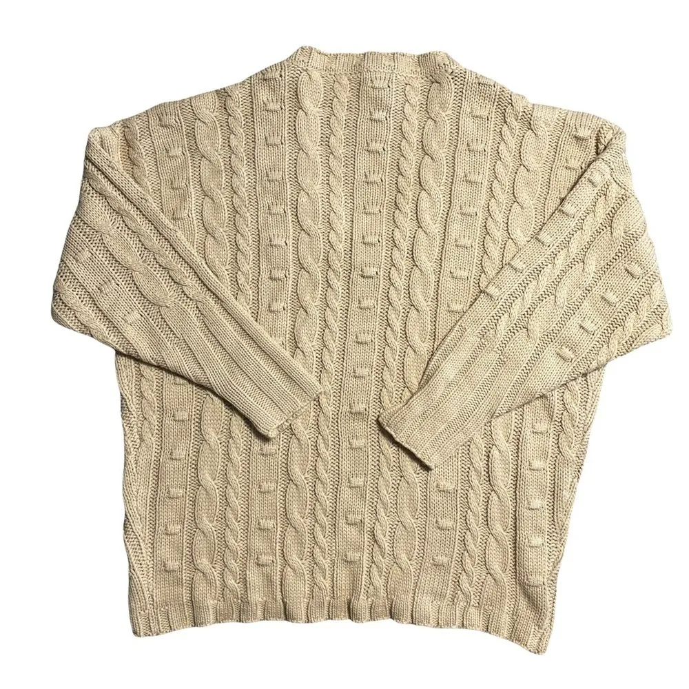AFRM Sand Long Sleeve Chunky Knit Oversized Sweater M/L Tan Size L - Image 5