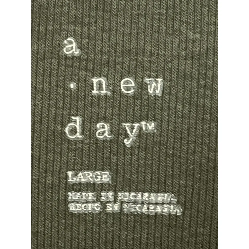 A New Day Rib Knit Blouse Womens Size Large Olive Green Short Sleeve Crew Neck - Image 5