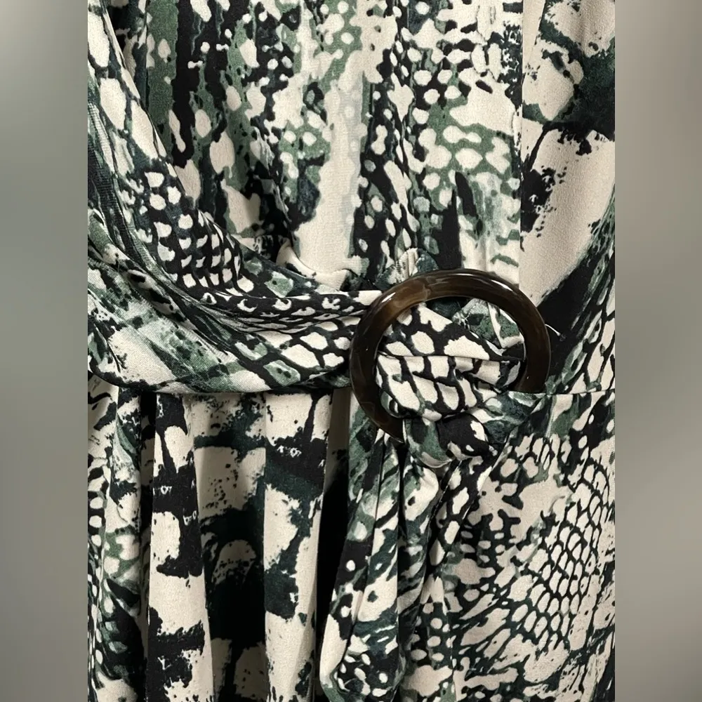 EST 1946 Women Snake Print Top Blouse 3/4 Sleeve Pullover Faux Wrap Belt 18/20w - Image 5