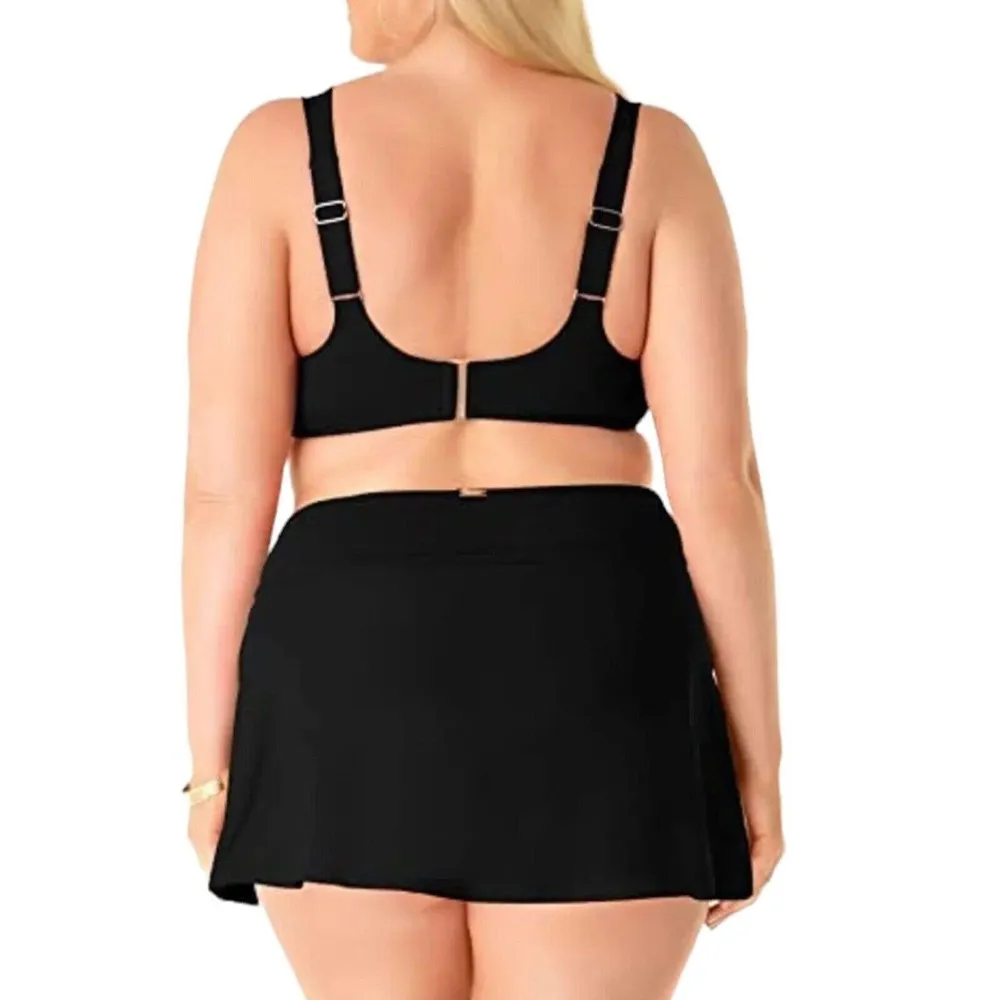 NWT Anne Cole Plus Solid Classic Black Modest Swim Skirt Skort Size 22w - Image 2
