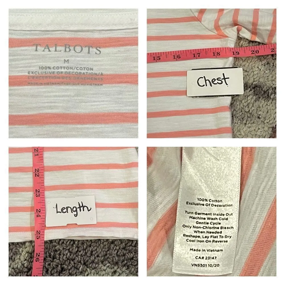 Talbots Size Medium Cotton “Lovely” Tee Top Cruise Casual Floral Embroidered - Image 3
