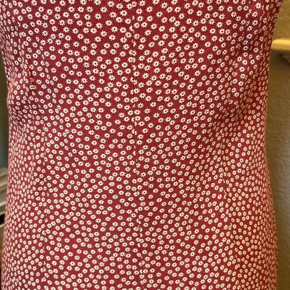 Red Floral Slip Dress, Size Small - Image 6