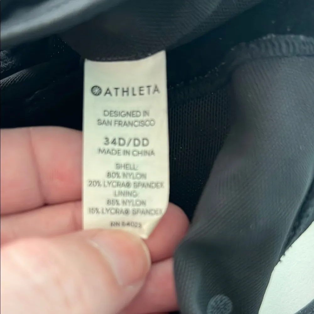 Athleta Black Swim Sports Bra with Wide Straps and Ruched Detail - Image 2