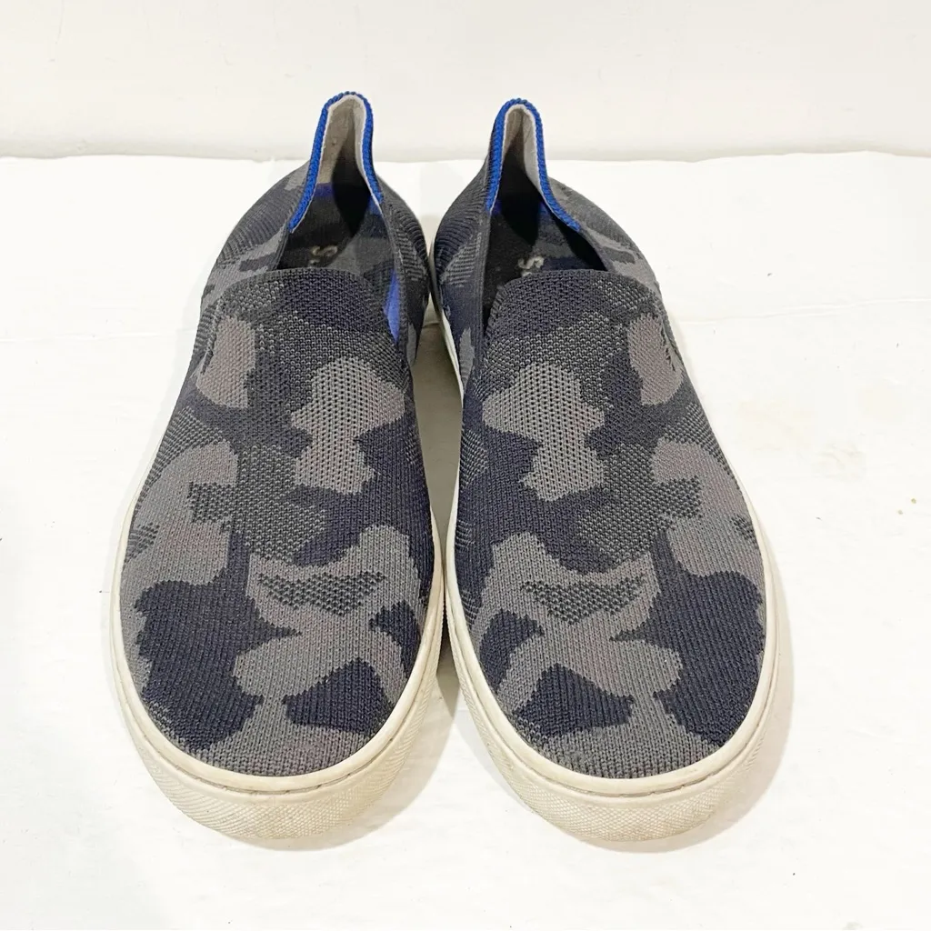 Rothys‎ The Original Slip On Sneaker Womens Size 7.5 Gray Black Camo Knit Shoes - Image 2