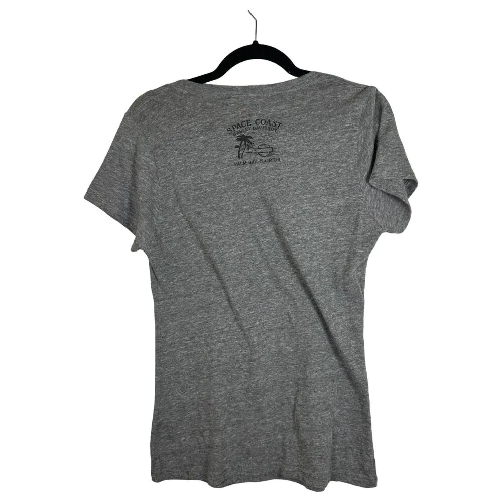 Harley-Davidson Rose Skull Angel Live Free Graphic Shirt Women's Size Small - Image 2