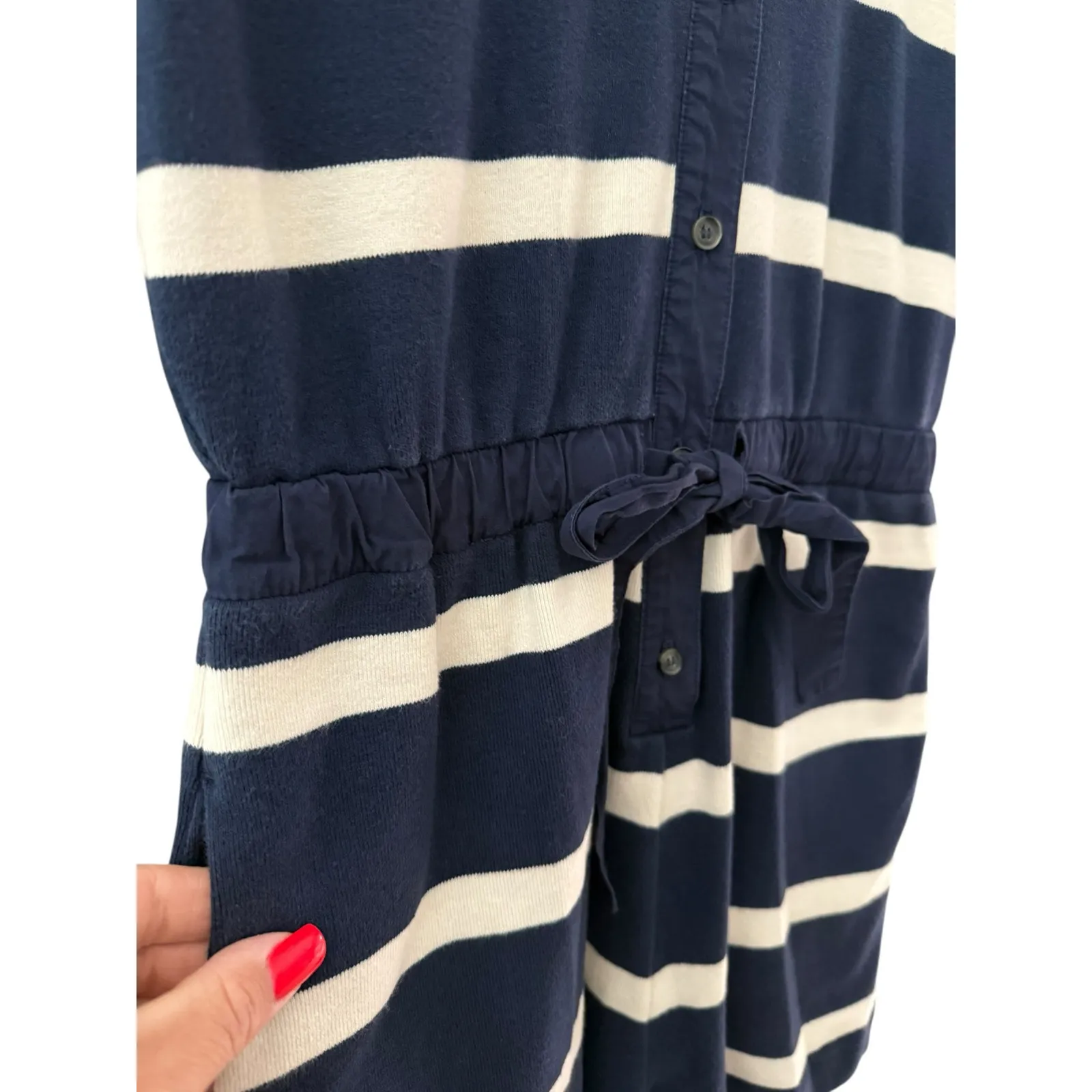 Tanya Taylor Organic Cotton Nautical Ludlow Striped Romper Pockets Size Medium - Image 11