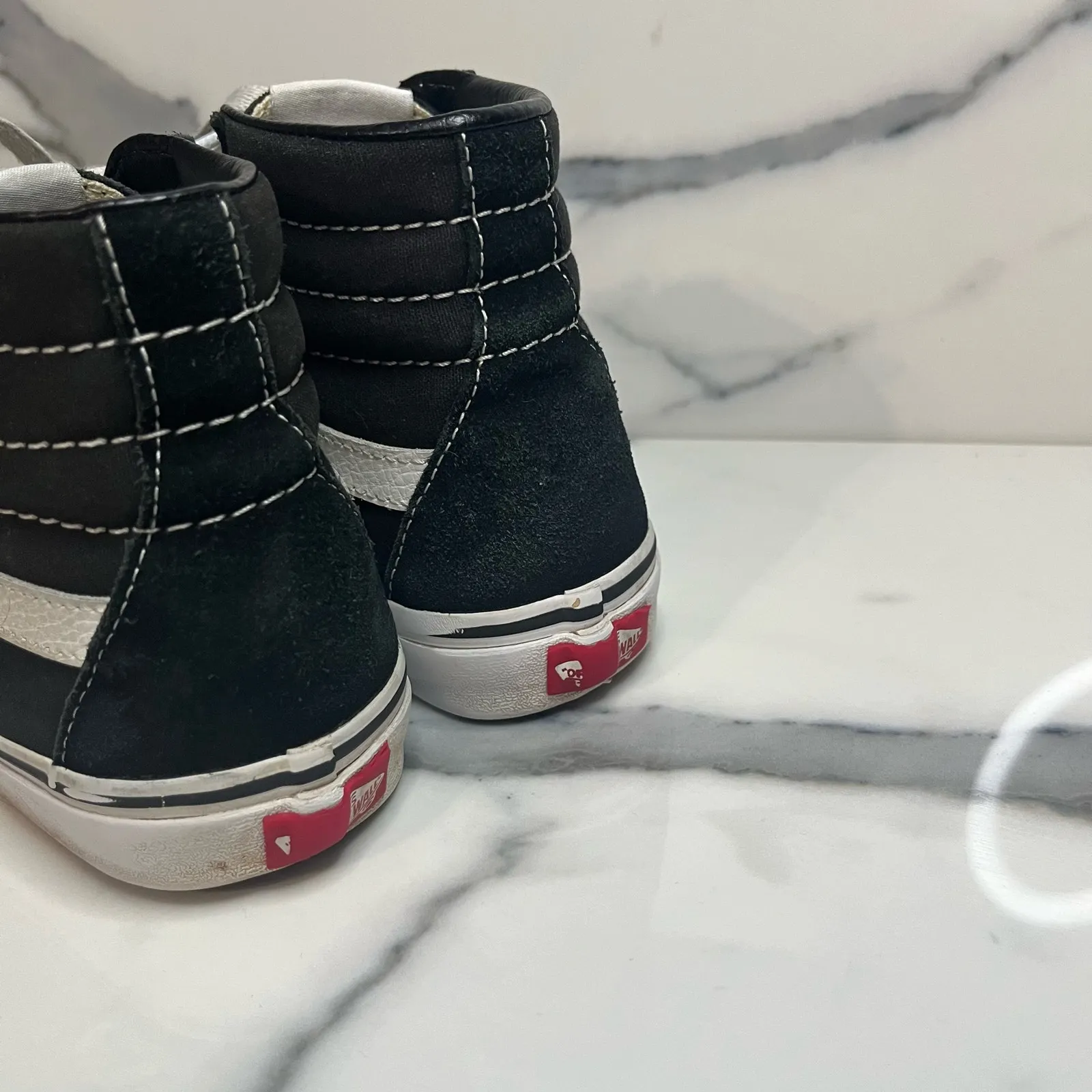 Vans Unisex Black White Suede High Top Skateboard Shoes M Sz 4.5 W Sz 6 - Image 4