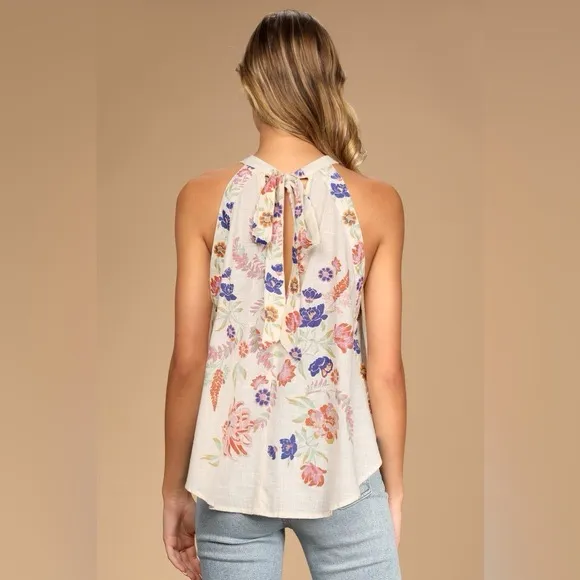 New XS Free People Emily Floral Halter Tank Top - Image 9