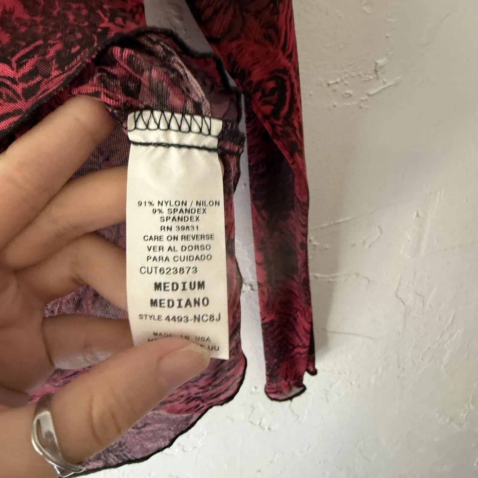 My Michelle Mesh Shirt Y2k Medium Animal Print Long Sleeve Sheer USA‎ Grunge - Image 5