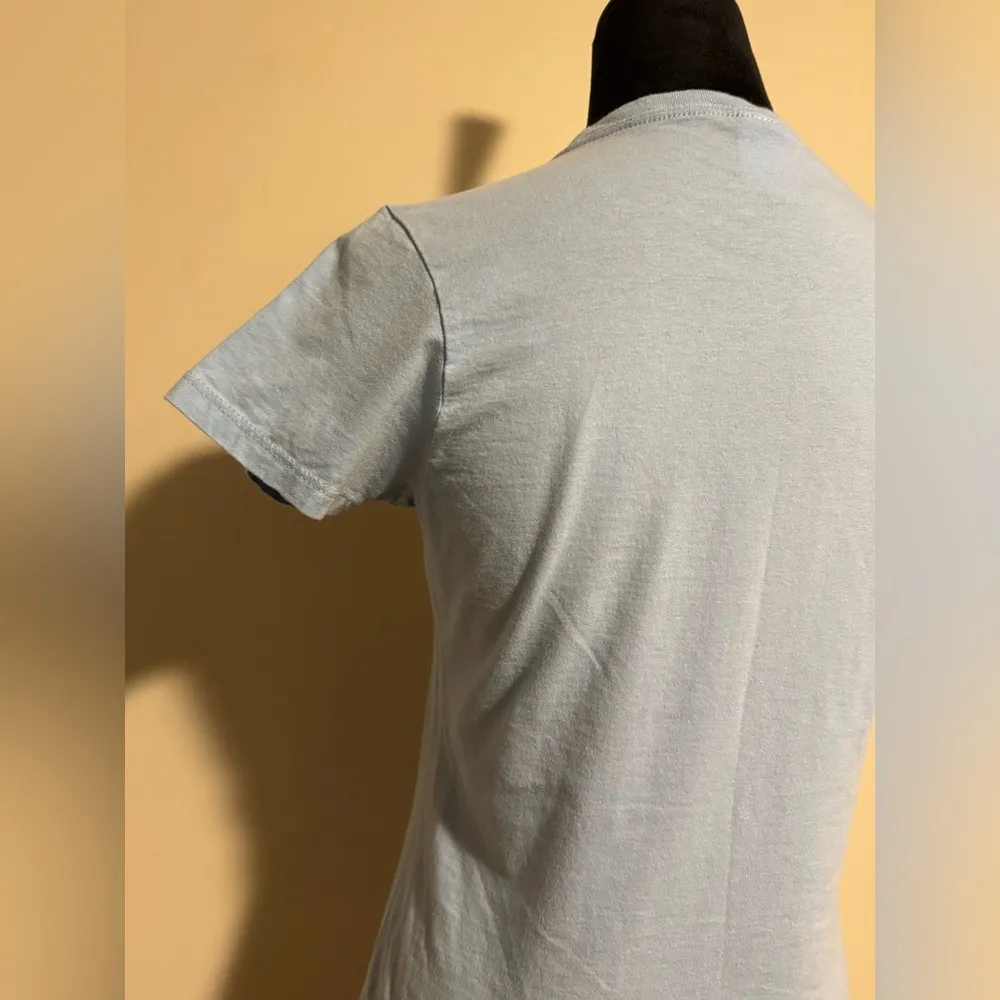 EUC Port & Company Blue, Pink and White Moon Vaporwave Aesthetic tee size small Blue - Image 6