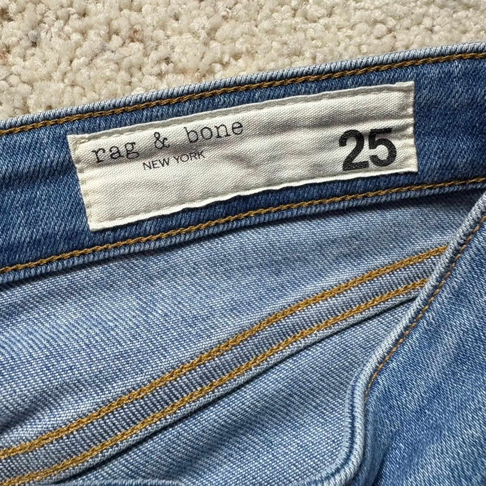 Rag Bone Mid‎ Rise Ankle Skinny Jeans Blue Frayed Raw Hem Size 25 - Image 4