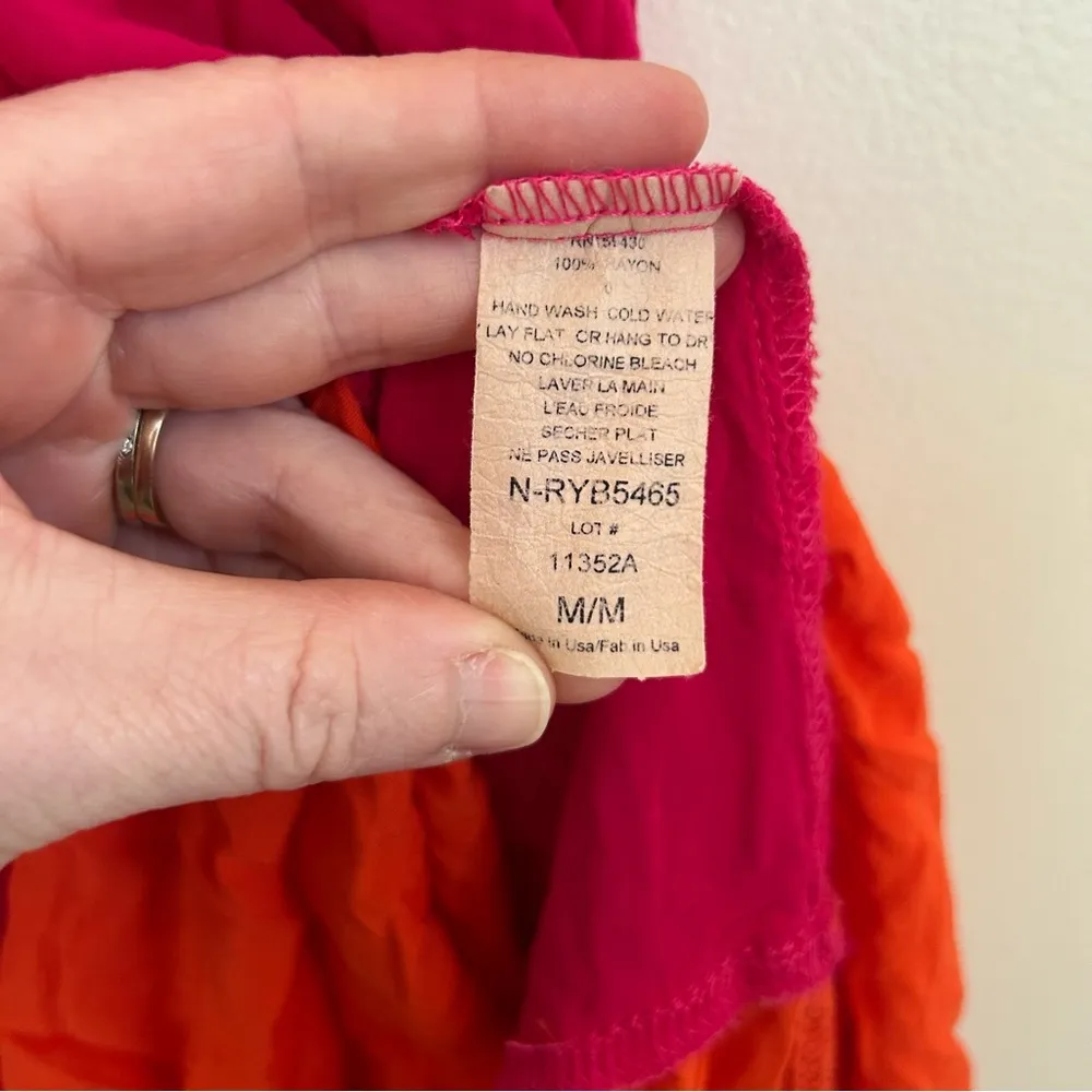 Elan Colorblock Maxi Dress Swim Cover Up Fushcia Orange M - Image 6