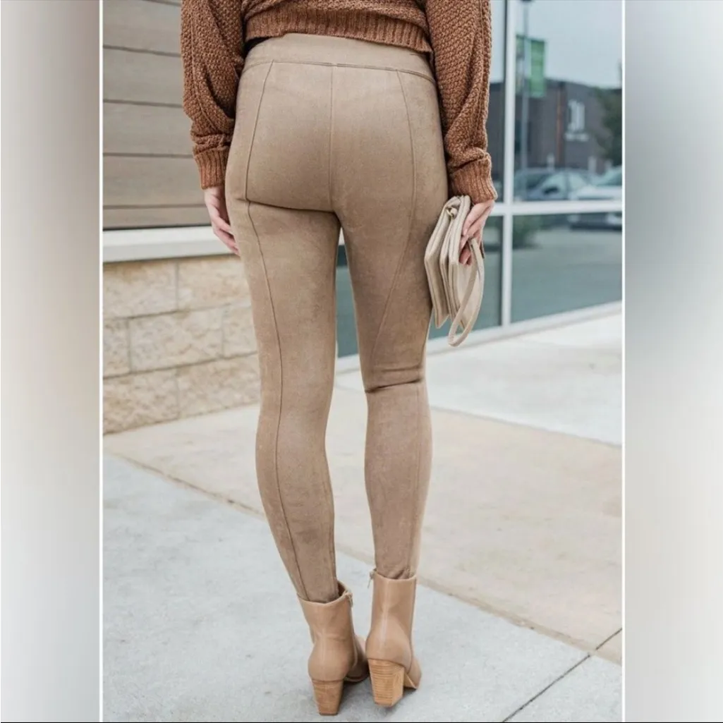 Spanx Faux Suede Camel Pull On Leggings Size XSP - Image 3
