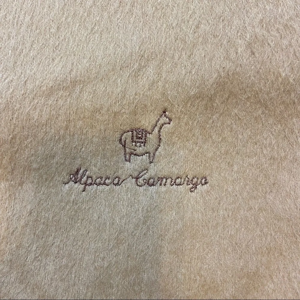 Alpaca Camargo Scarf. Made in Peru. Hand Woven Alpaca Fur. One Size. Like New. Tan - Image 6