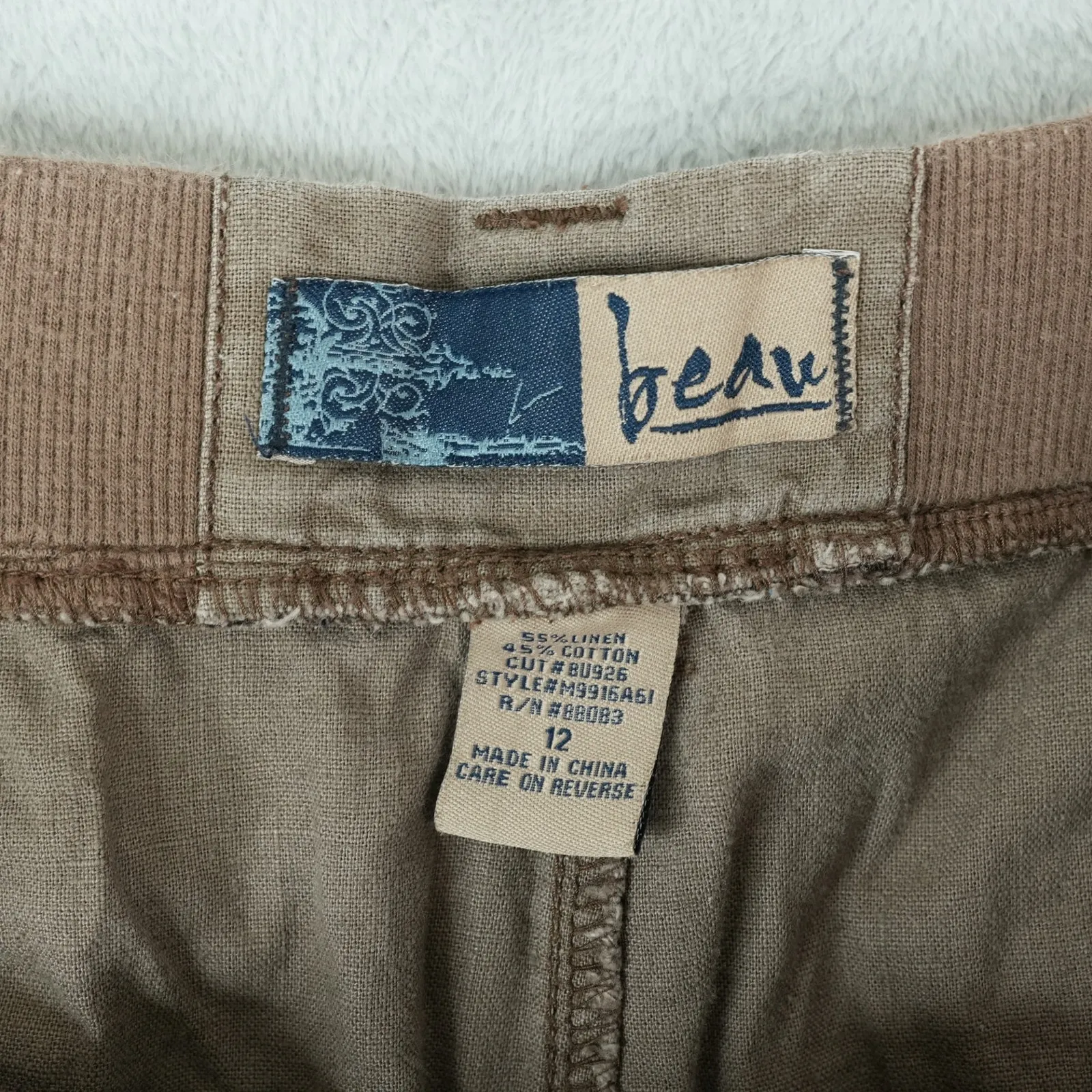 Beau Dawson Skort Skirt Womens 12 Brown Linen Blend Cargo Y2K - Image 7