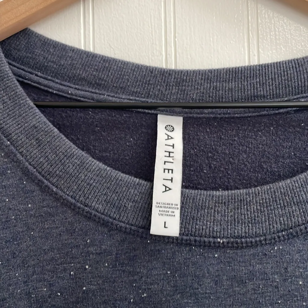 ATHLETA Balance Pullover Crewneck Sweatshirt in Navy Multi Nep Size L - Image 13