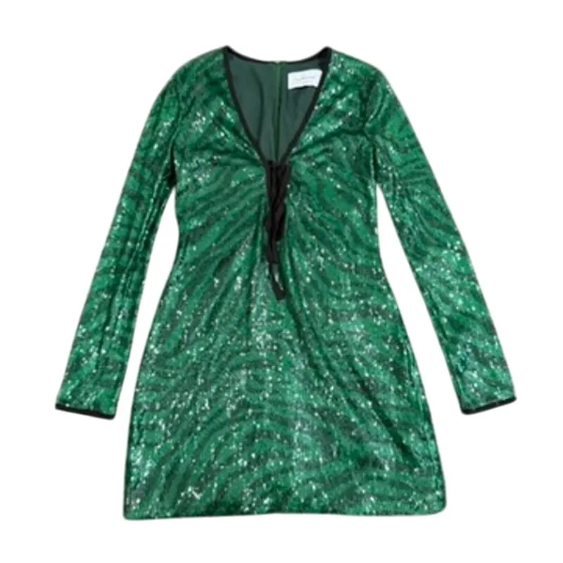The Wolf Gang Brillo Sequin Dress in Green, Size M Green Size M - Image 4