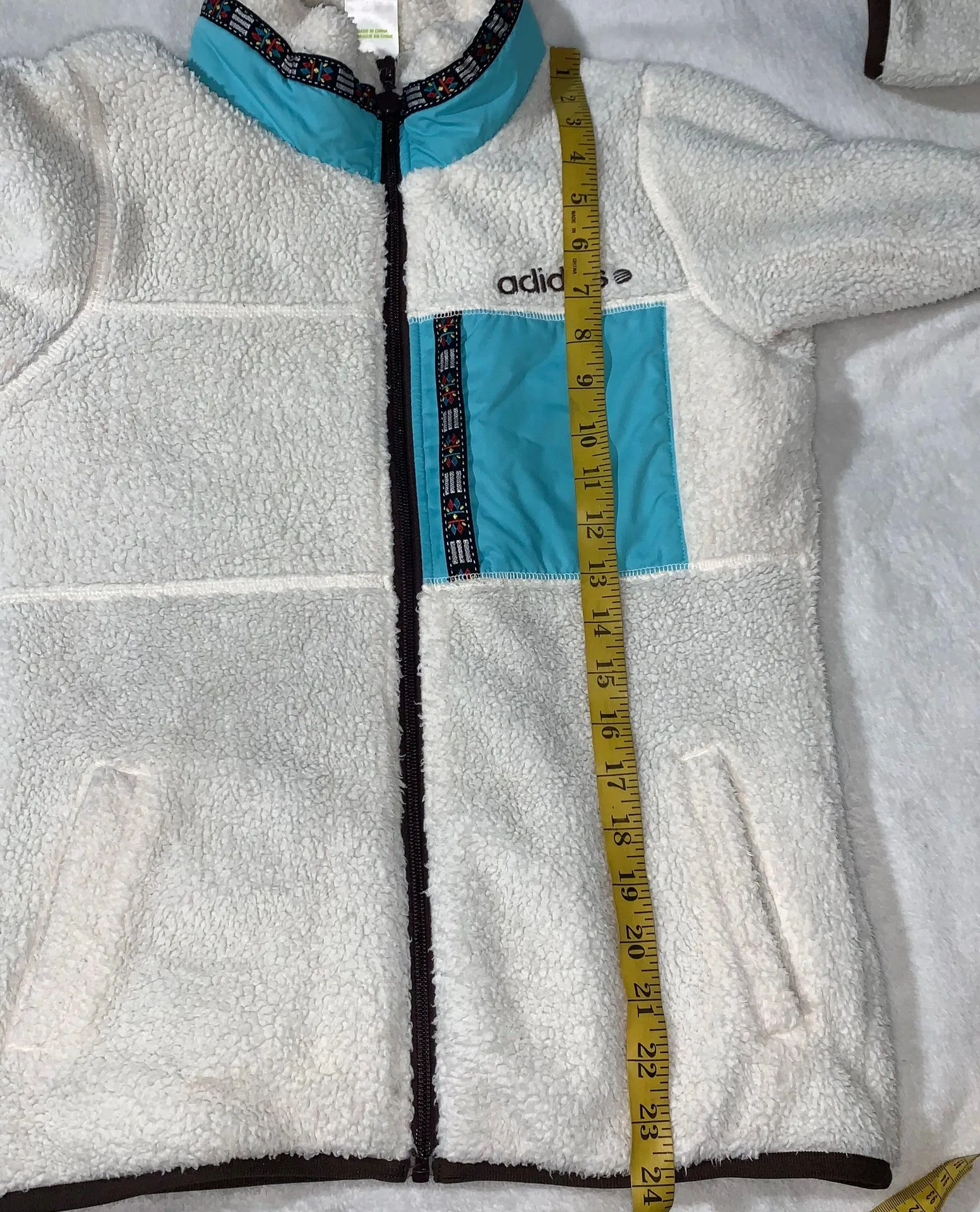 Neo Fuzzy teddy bear fleece jacket white/blue size XSmall US womens - Image 12