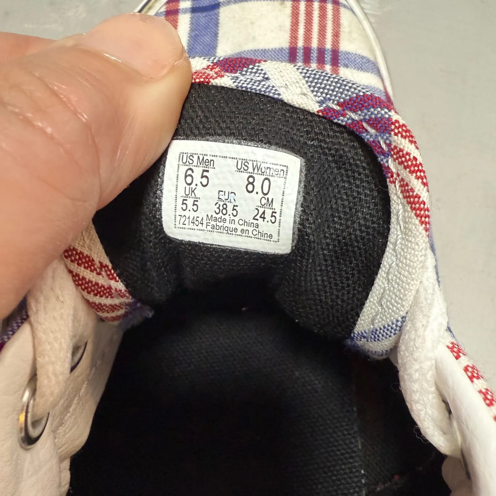 Vans Era Plaid‎ Low Top Sneakers Women's 8 US Men's 6.5 US Red Blue White Canvas - Image 6