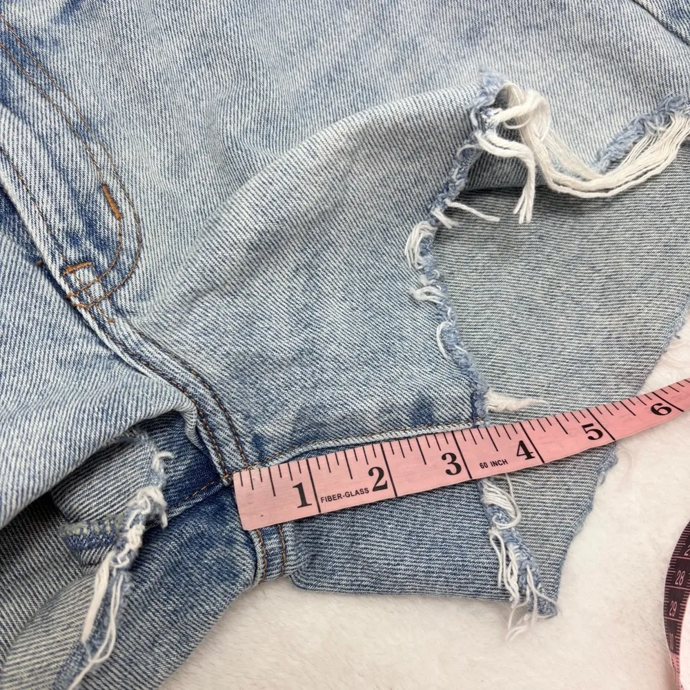 Abercrombie & Fitch Blue Jean Shorts Distressed Frayed Hem Mid Rise Boyfriend 27 - Image 6