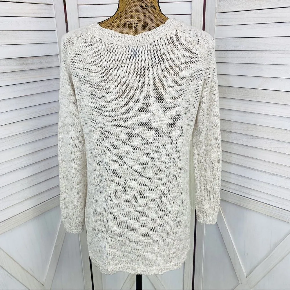 Aerie by AEO Happy Winter Open Weave Sweater Tan Pink Medium Pullover - Image 5