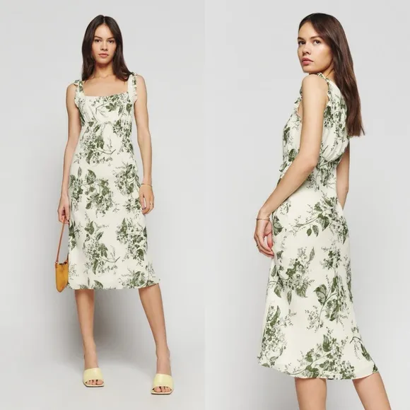 REFORMATION Leni Midi Dress in Sage Green S - Image 2