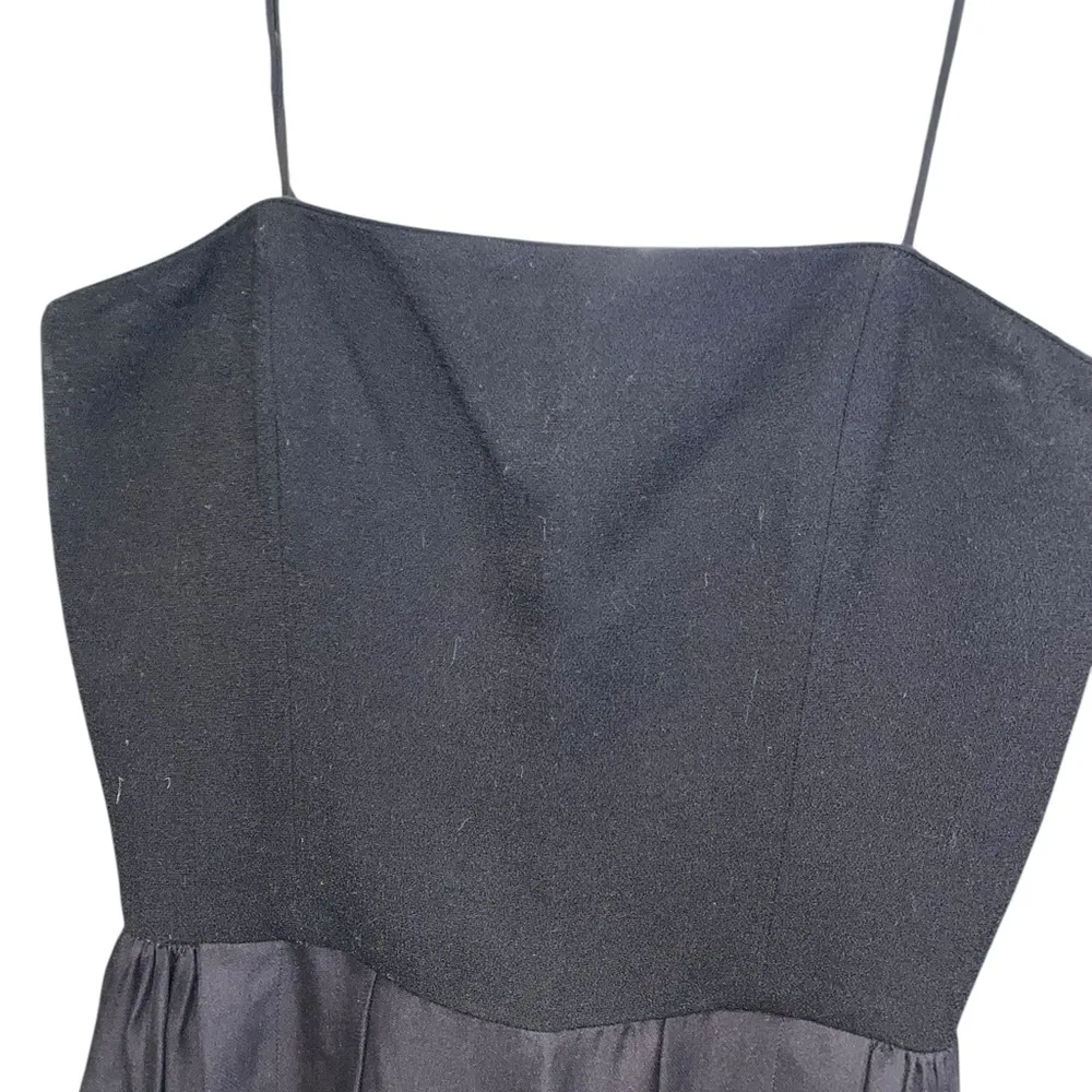 Vintage Ellen Tracy Wool & Silk Black strapless cape Midi cocktail party dress - Image 5