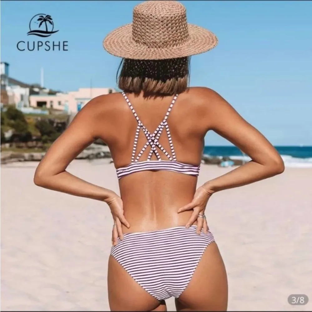 NWT Cupshe Hot Summer Red & White Stripe triangle bikini - Image 9